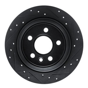 Volvo S80 Brake Rotor (1) - Rear Right - R1 Concepts - Drilled & Slotted - Black - `07-`10